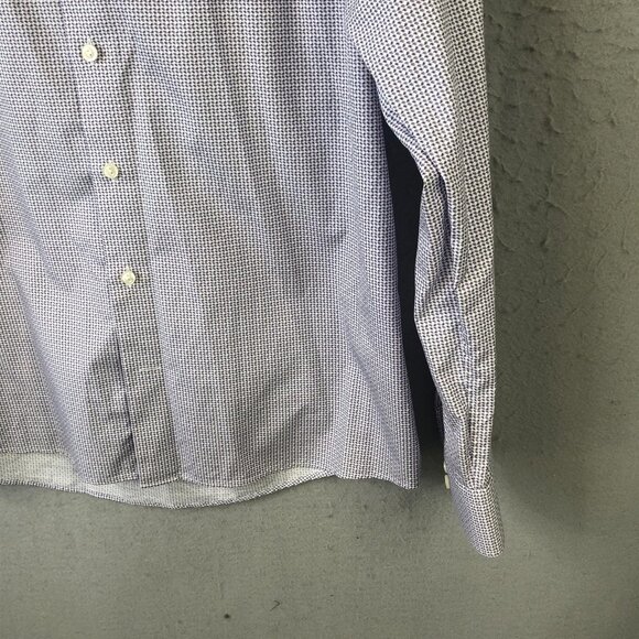 Eton Dress Shirt Mens 17.5 44 Purple White Micro Paisley Contemporary Cotton - Picture 10 of 16